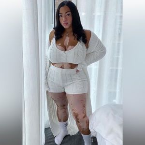 Cozy Living 3 Piece Short Set - White Size XL